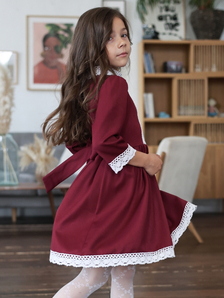 Платье для девочки школьное БУШОН SK43, цвет бордовый