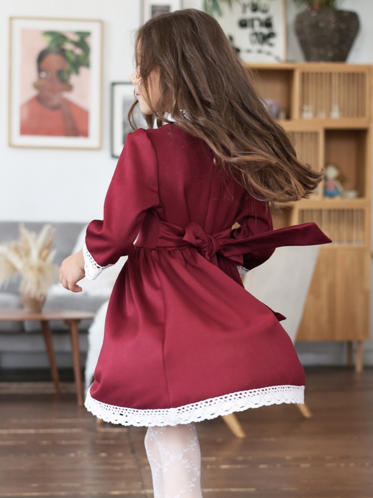Платье для девочки школьное БУШОН SK43, цвет бордовый
