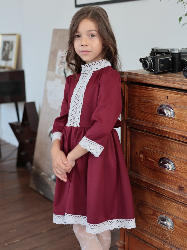 Платье для девочки школьное БУШОН SK43, цвет бордовый
