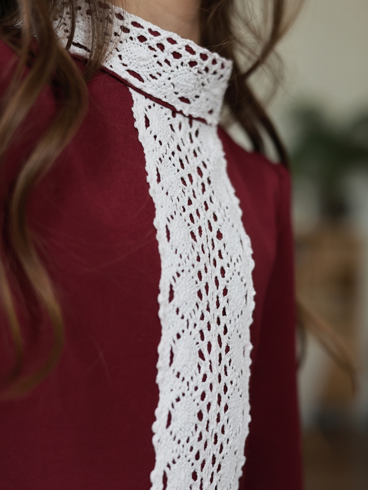 Платье для девочки школьное БУШОН SK43, цвет бордовый