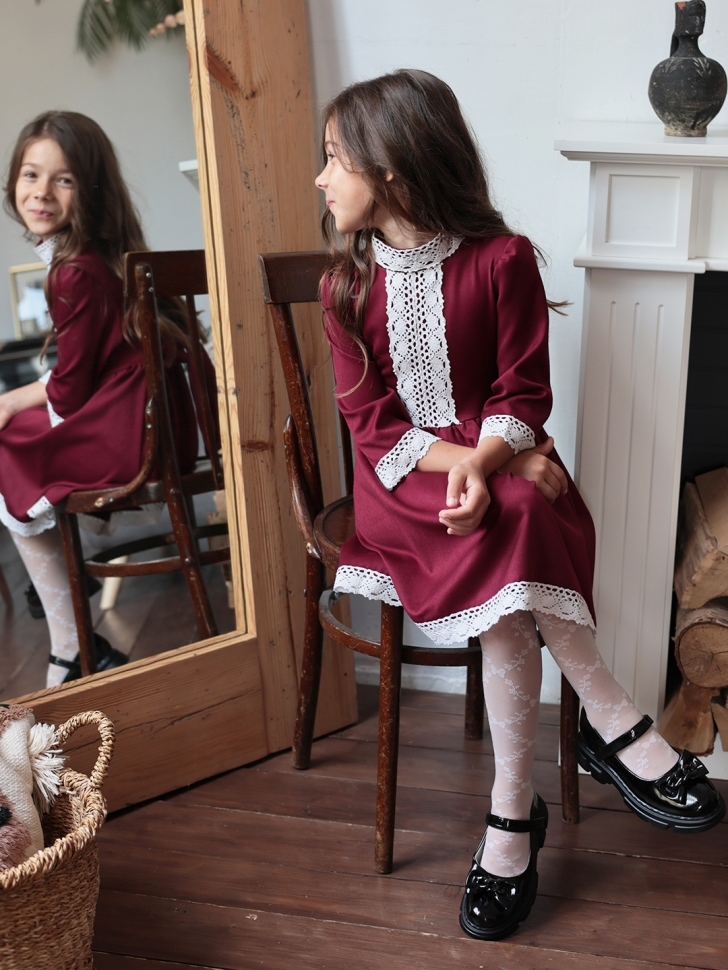 Платье для девочки школьное БУШОН SK43, цвет бордовый