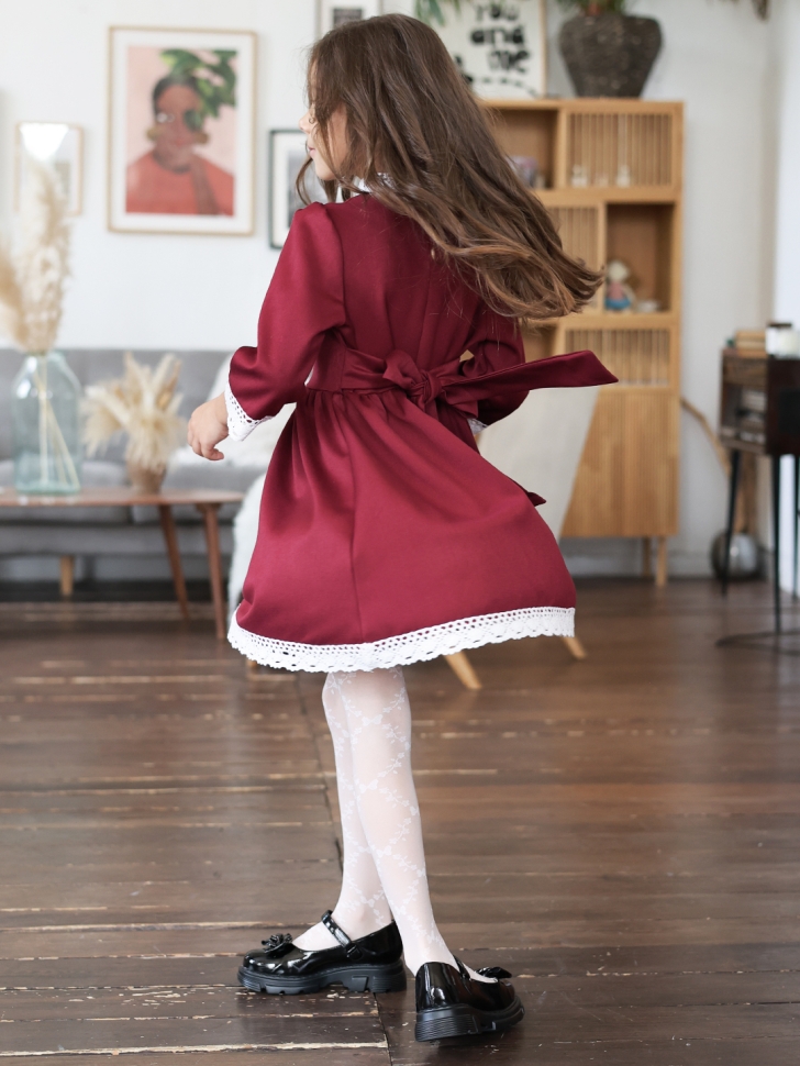 Платье для девочки школьное БУШОН SK43, цвет бордовый