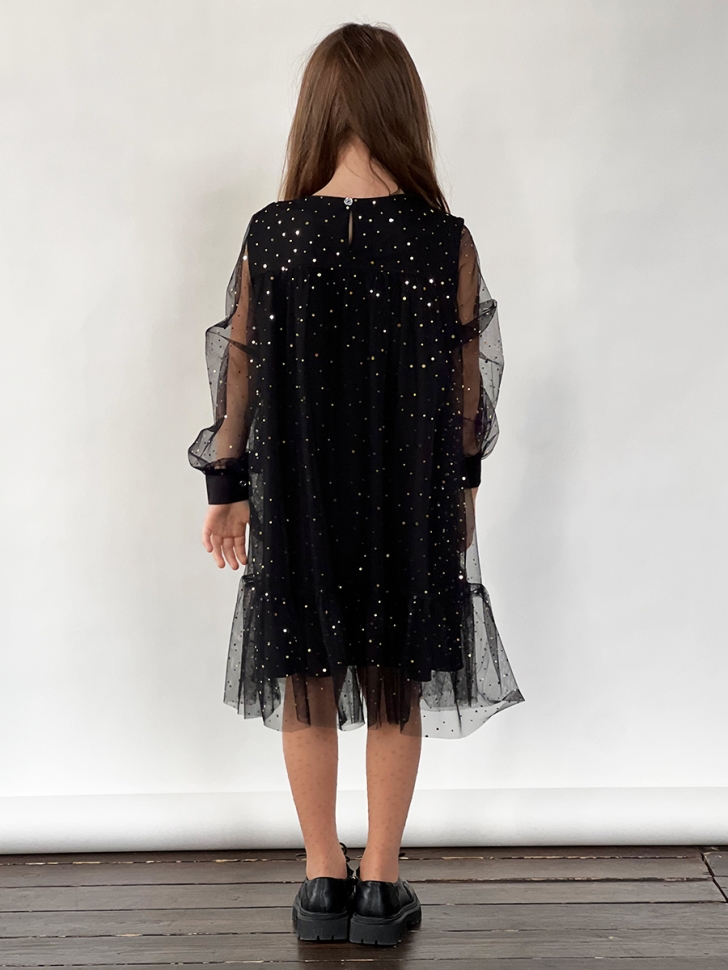 Платье для девочки нарядное БУШОН ST53, цвет черный блестки 