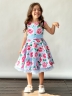 Платье для девочки нарядное БУШОН ST30, стиляги, цвет голубой/розовый цветы 