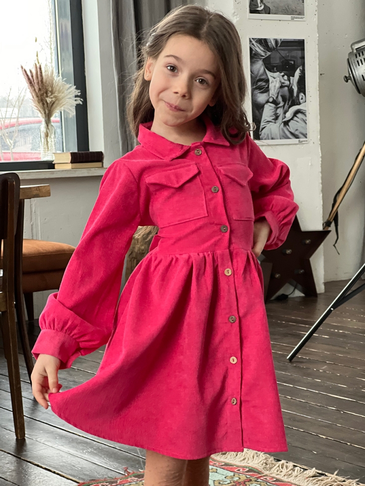 Платье для девочки школьное БУШОН ST73, цвет малиновый