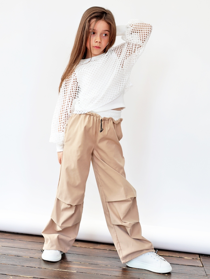 Комплект футболка Брюки для девочек БУШОН ST115, цвет бежевый