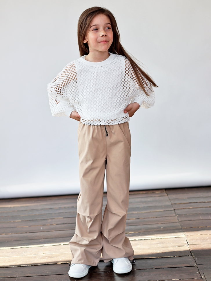 Комплект футболка Брюки для девочек БУШОН ST115, цвет бежевый
