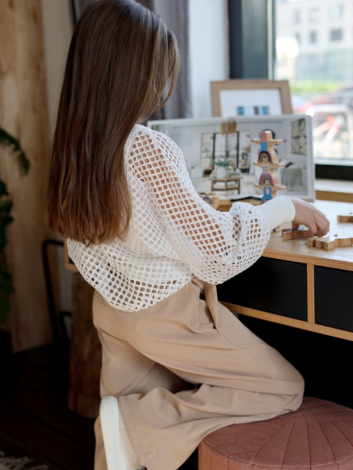 Комплект футболка Брюки для девочек БУШОН ST115, цвет бежевый