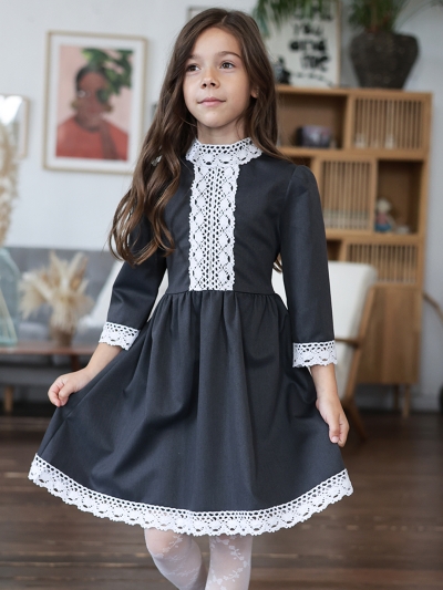 Платье для девочки школьное БУШОН SK43, цвет графит