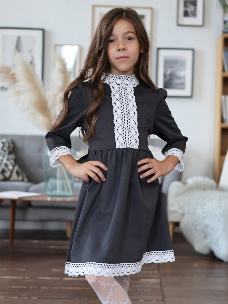 Платье для девочки школьное БУШОН SK43, цвет графит