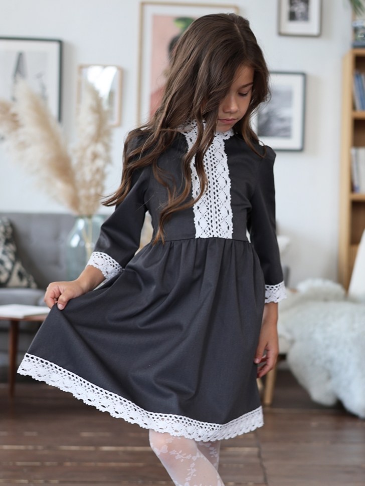 Платье для девочки школьное БУШОН SK43, цвет графит