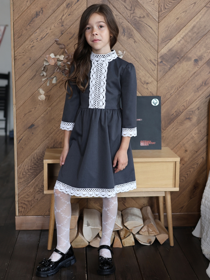 Платье для девочки школьное БУШОН SK43, цвет графит