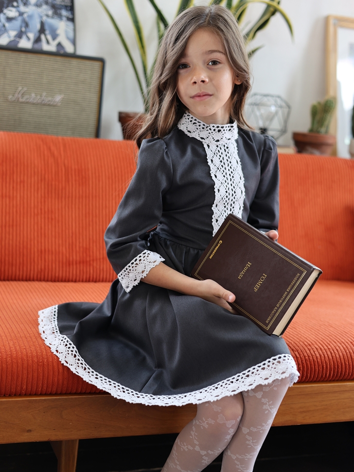 Платье для девочки школьное БУШОН SK43, цвет графит