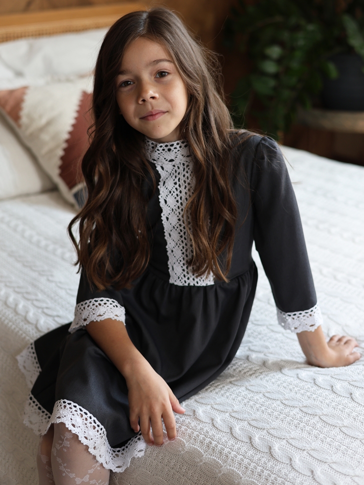 Платье для девочки школьное БУШОН SK43, цвет графит