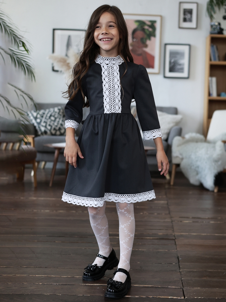 Платье для девочки школьное БУШОН SK43, цвет графит