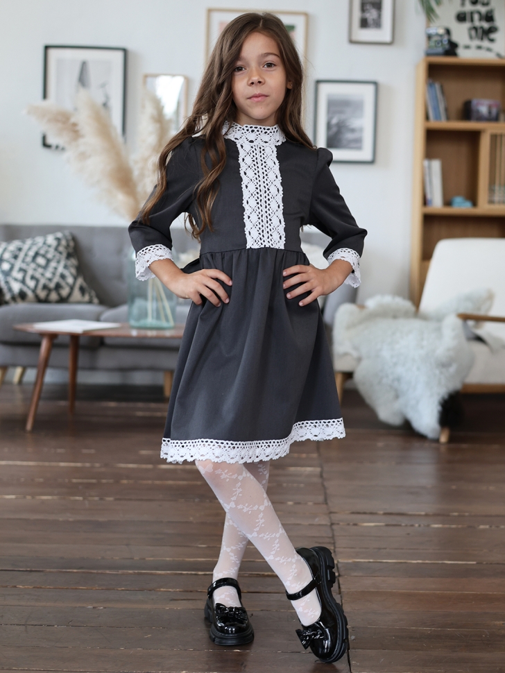 Платье для девочки школьное БУШОН SK43, цвет графит