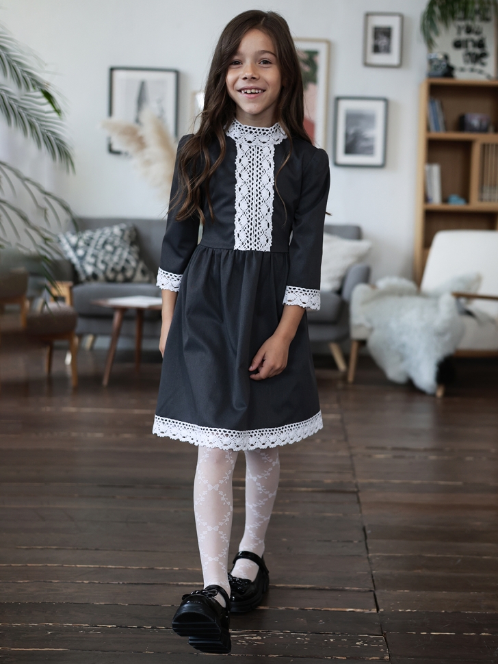 Платье для девочки школьное БУШОН SK43, цвет графит