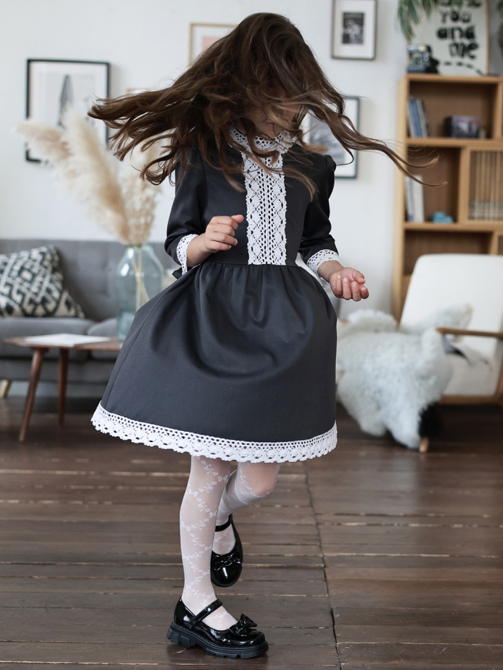 Платье для девочки школьное БУШОН SK43, цвет графит