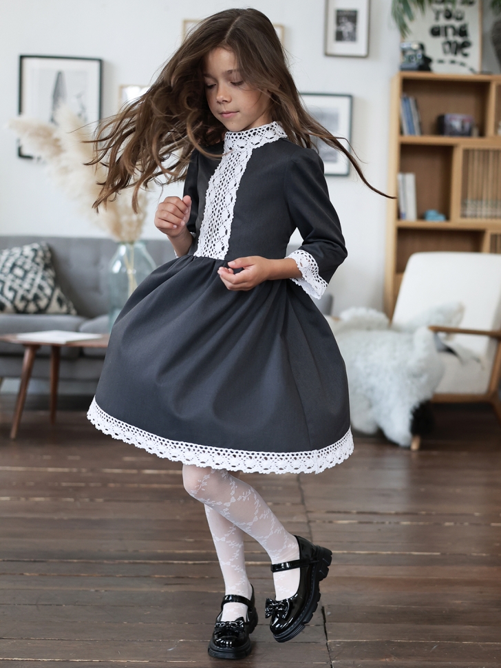 Платье для девочки школьное БУШОН SK43, цвет графит