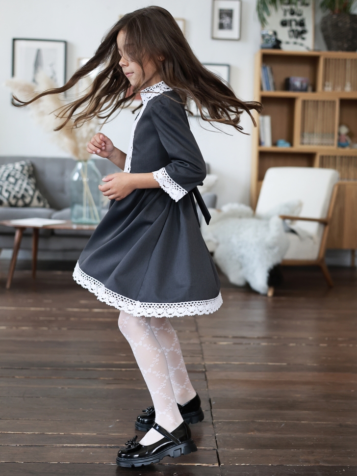 Платье для девочки школьное БУШОН SK43, цвет графит