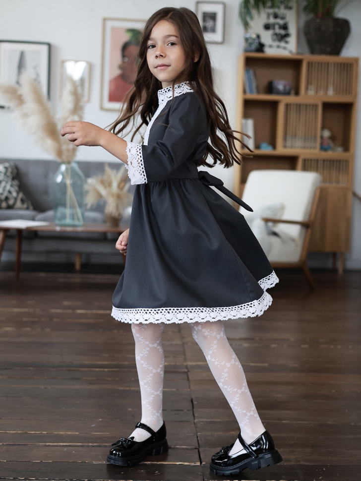 Платье для девочки школьное БУШОН SK43, цвет графит