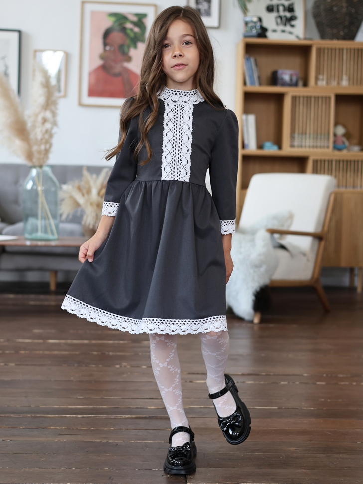 Платье для девочки школьное БУШОН SK43, цвет графит