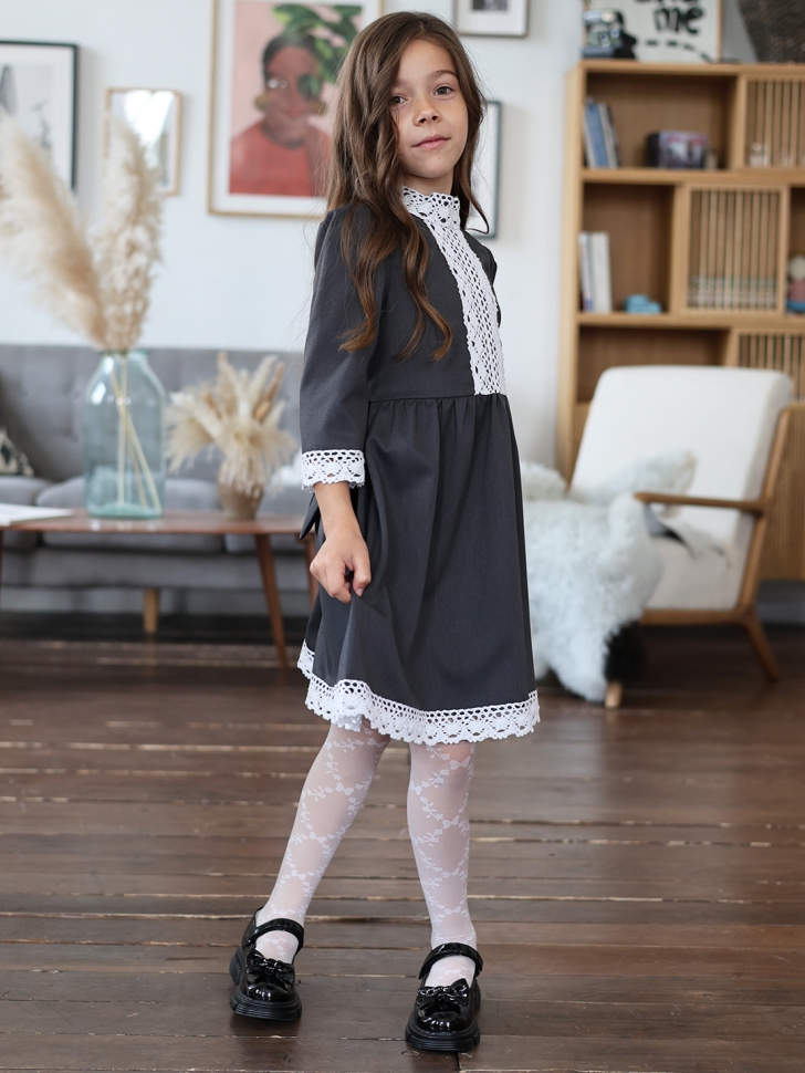 Платье для девочки школьное БУШОН SK43, цвет графит