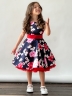 Платье для девочки нарядное БУШОН ST30, стиляги, цвет темно-синий/красный цветы 