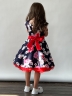 Платье для девочки нарядное БУШОН ST30, стиляги, цвет темно-синий/красный цветы 