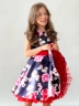 Платье для девочки нарядное БУШОН ST30, стиляги, цвет темно-синий/красный цветы 