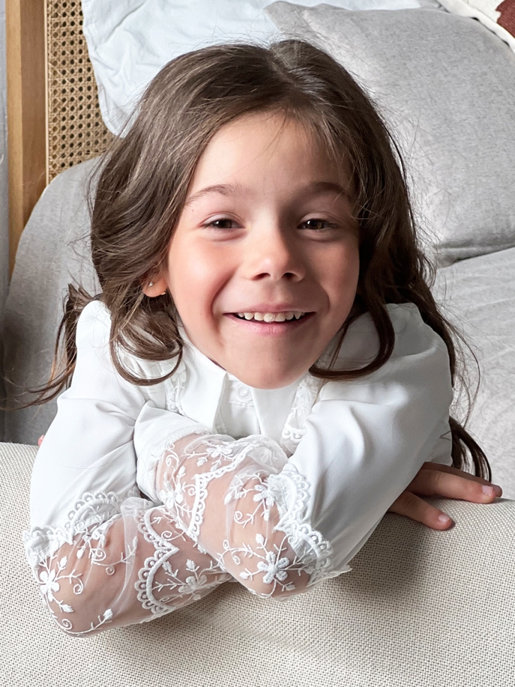 Блузка для девочек школьная БУШОН, модель SK55, цвет кремовый