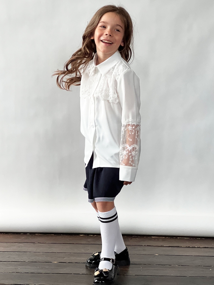 Блузка для девочек школьная БУШОН, модель SK55, цвет кремовый