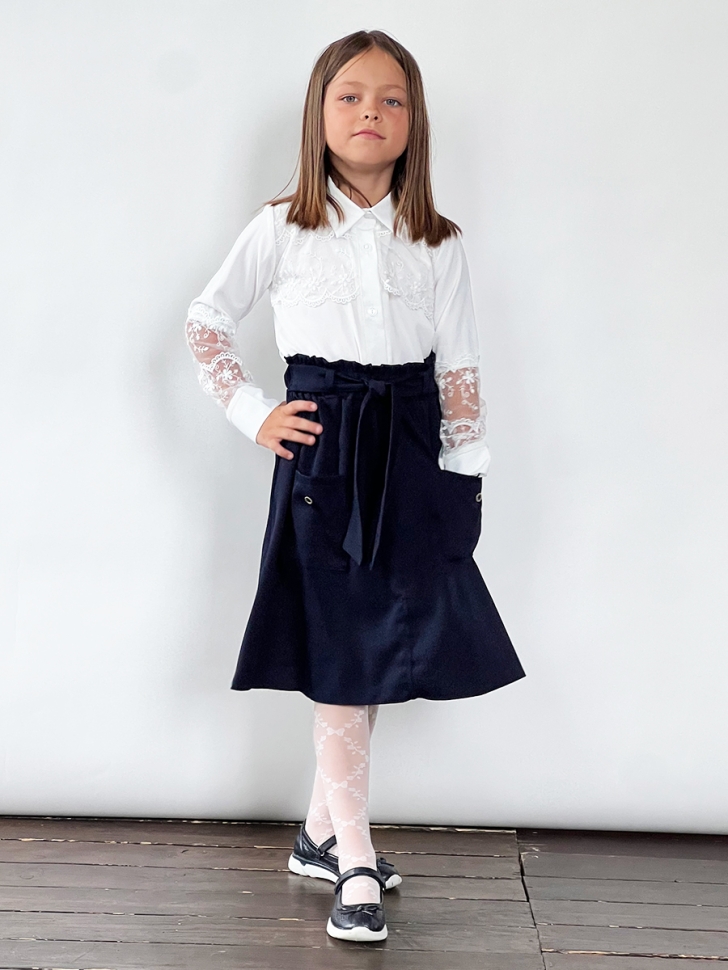 Блузка для девочек школьная БУШОН, модель SK55, цвет кремовый