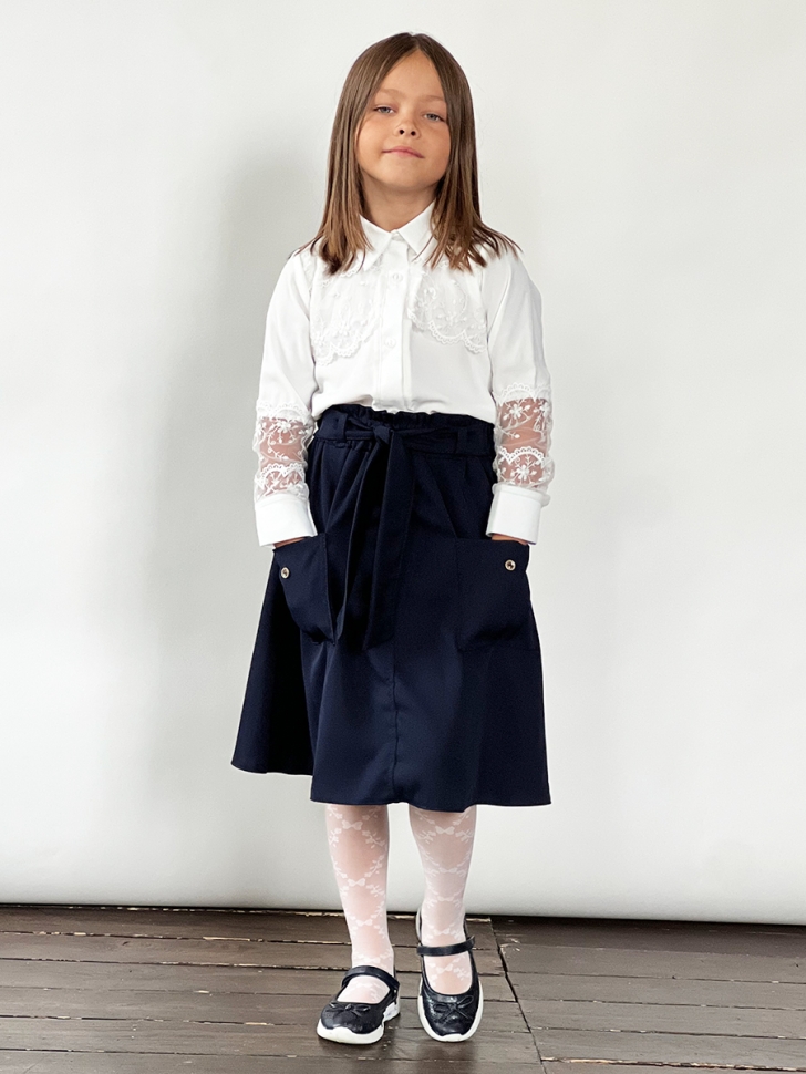 Блузка для девочек школьная БУШОН, модель SK55, цвет кремовый