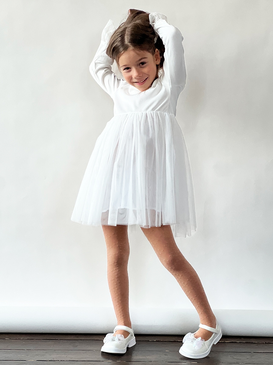 Платье для девочки нарядное БУШОН ST56, цвет белый 