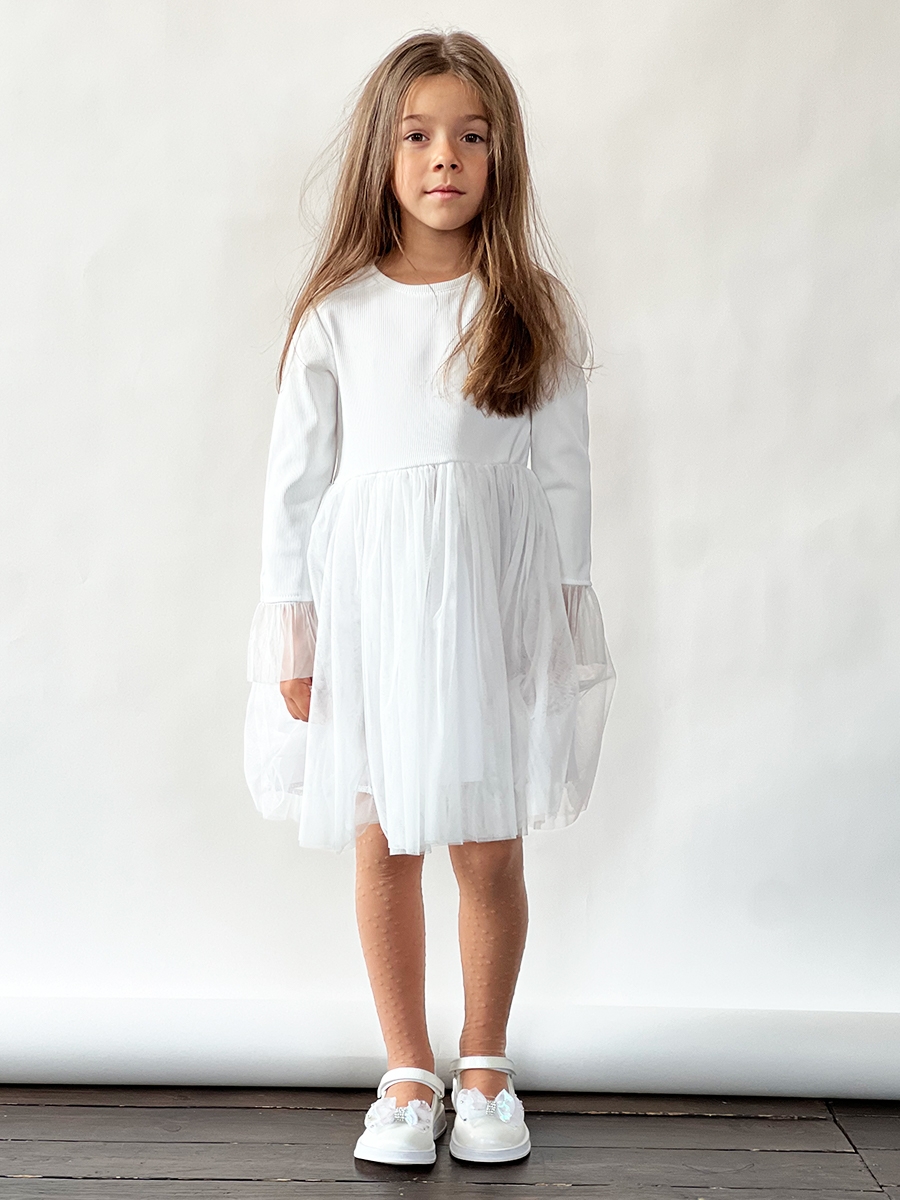 Платье для девочки нарядное БУШОН ST56, цвет белый 