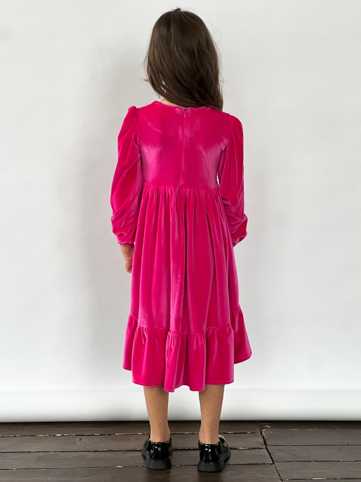 Платье велюровое нарядное БУШОН ST63, цвет малиновый 