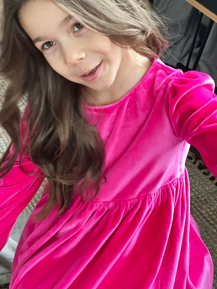 Платье велюровое нарядное БУШОН ST63, цвет малиновый 