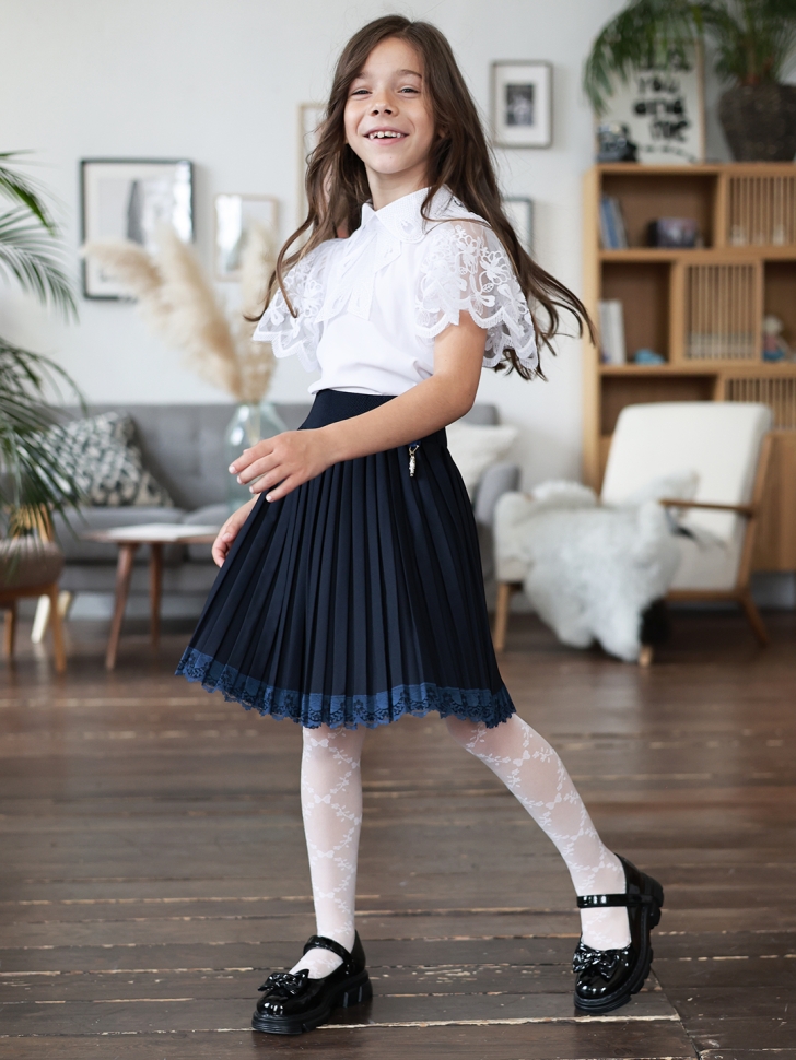 Блузка для девочек нарядная БУШОН, модель SK54, цвет белый