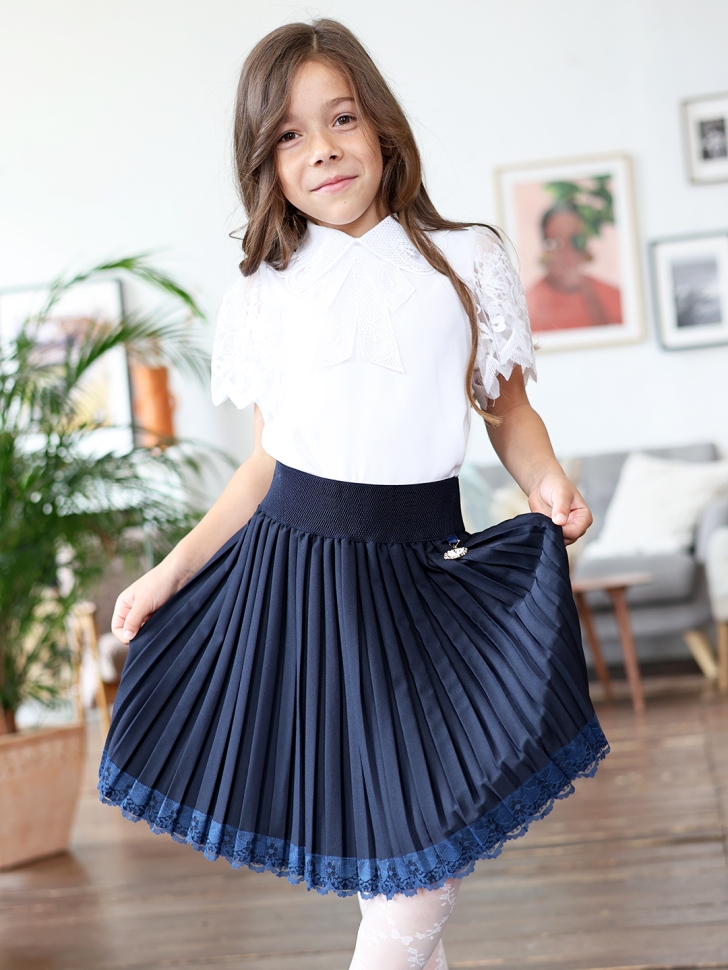 Блузка для девочек нарядная БУШОН, модель SK54, цвет белый