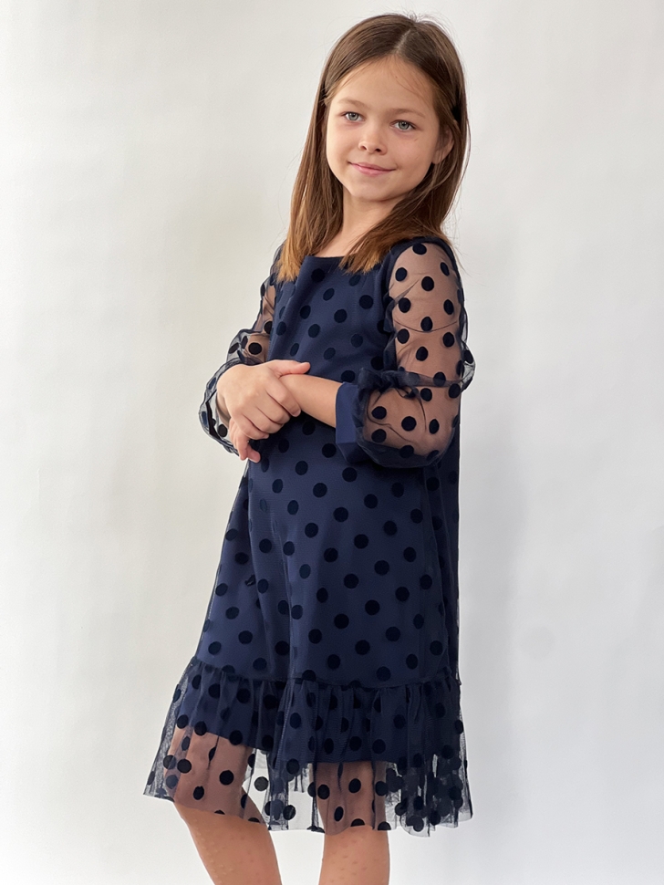 Платье для девочки нарядное БУШОН ST53, цвет темно-синий