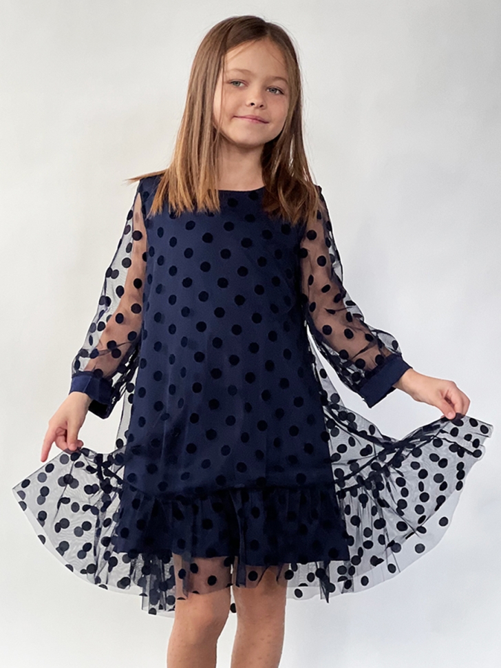 Платье для девочки нарядное БУШОН ST53, цвет темно-синий