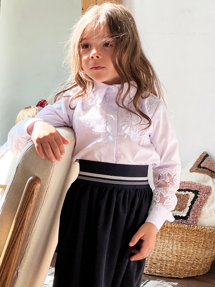 Блузка для девочек школьная БУШОН, модель SK55, цвет белый 