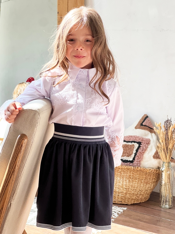 Блузка для девочек школьная БУШОН, модель SK55, цвет белый 