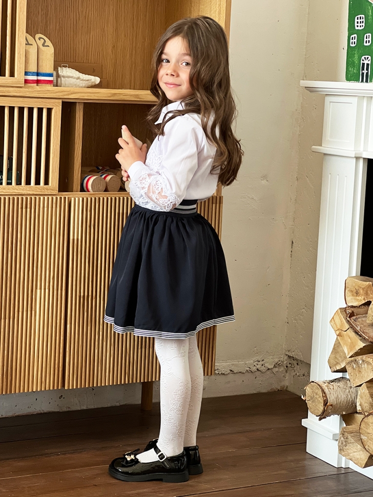 Блузка для девочек школьная БУШОН, модель SK55, цвет белый 