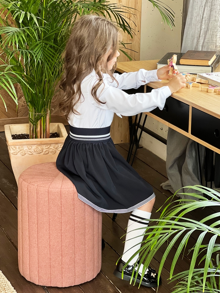 Блузка для девочек школьная БУШОН, модель SK55, цвет белый 