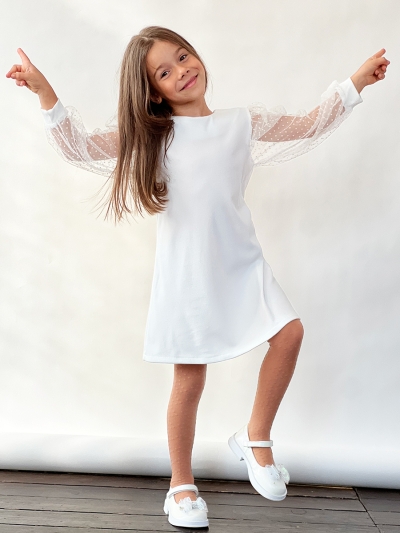 Платье для девочки нарядное БУШОН ST57, цвет белый