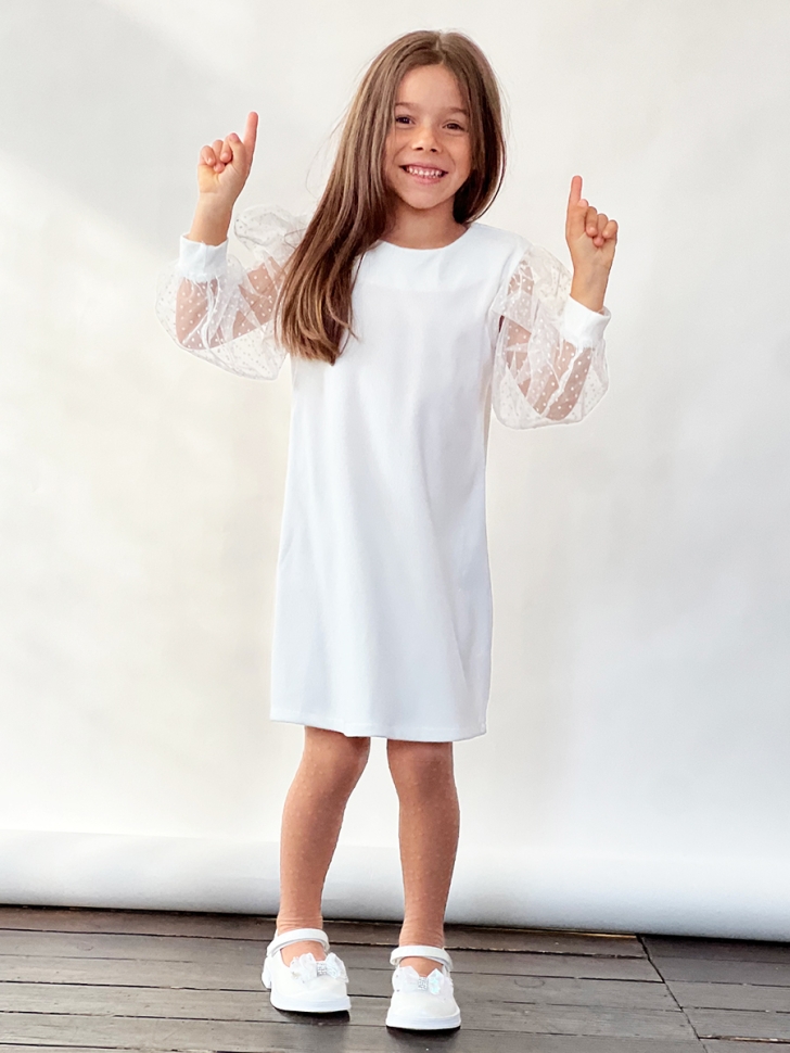 Платье для девочки нарядное БУШОН ST57, цвет белый 