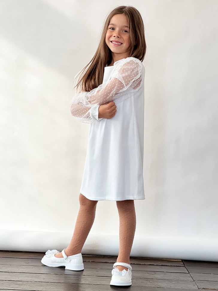 Платье для девочки нарядное БУШОН ST57, цвет белый 