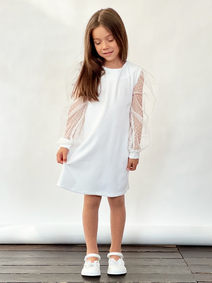 Платье для девочки нарядное БУШОН ST57, цвет белый 